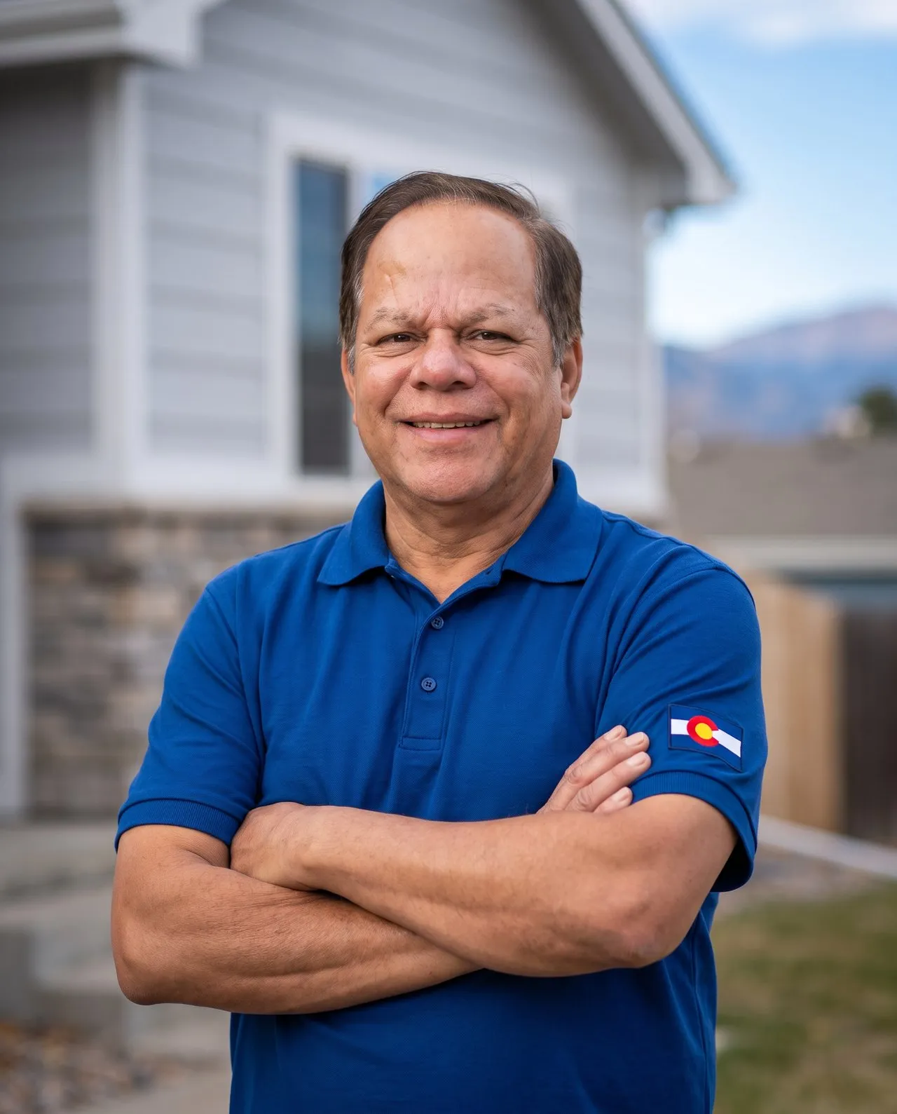 Jose, owner of Jose Helper, standing with arms crossed in front of a Colorado home